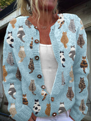 Charlotte™ | Hyggelig cardigan med katteprint