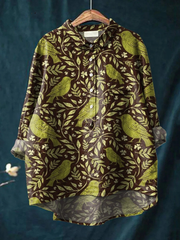 Nora | Casual skjorte med vintage blomster- og fugleprint
