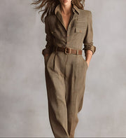 Célia | Brun jumpsuit med raffinerede detaljer