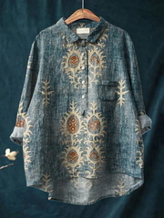 Nina | Casual skjorte med vintage etnisk blomsterprint