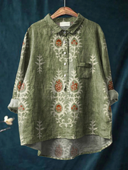 Nina | Casual skjorte med vintage etnisk blomsterprint