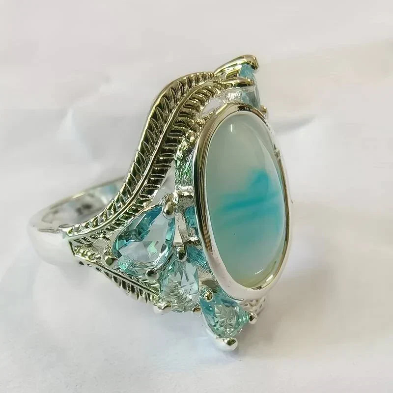 Vintage-ring med turkis og opal