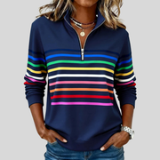 Maggie ™ | Farvestribet sweatshirt med kvartlynlås
