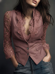 Lora – Elegant blazer-top med transparente ærmer