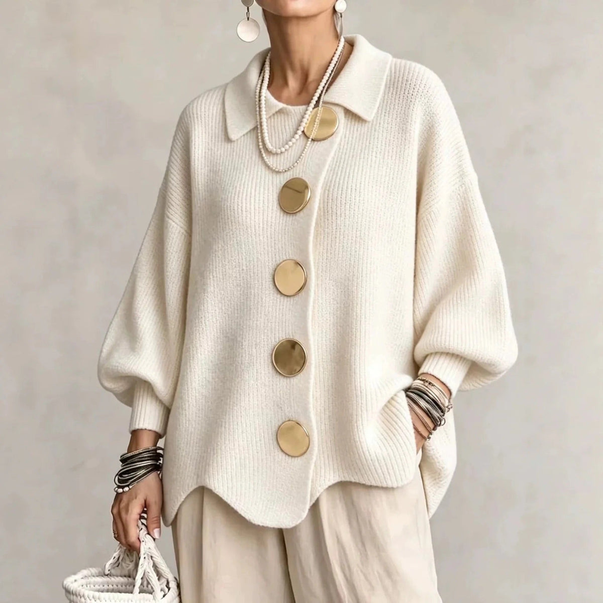 Karina | Oversized cardigan med krave og knapper