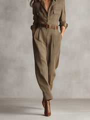 Célia | Brun jumpsuit med raffinerede detaljer