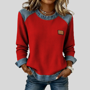 Delancine™ | Vaffelsweatshirt i patchworkdesign