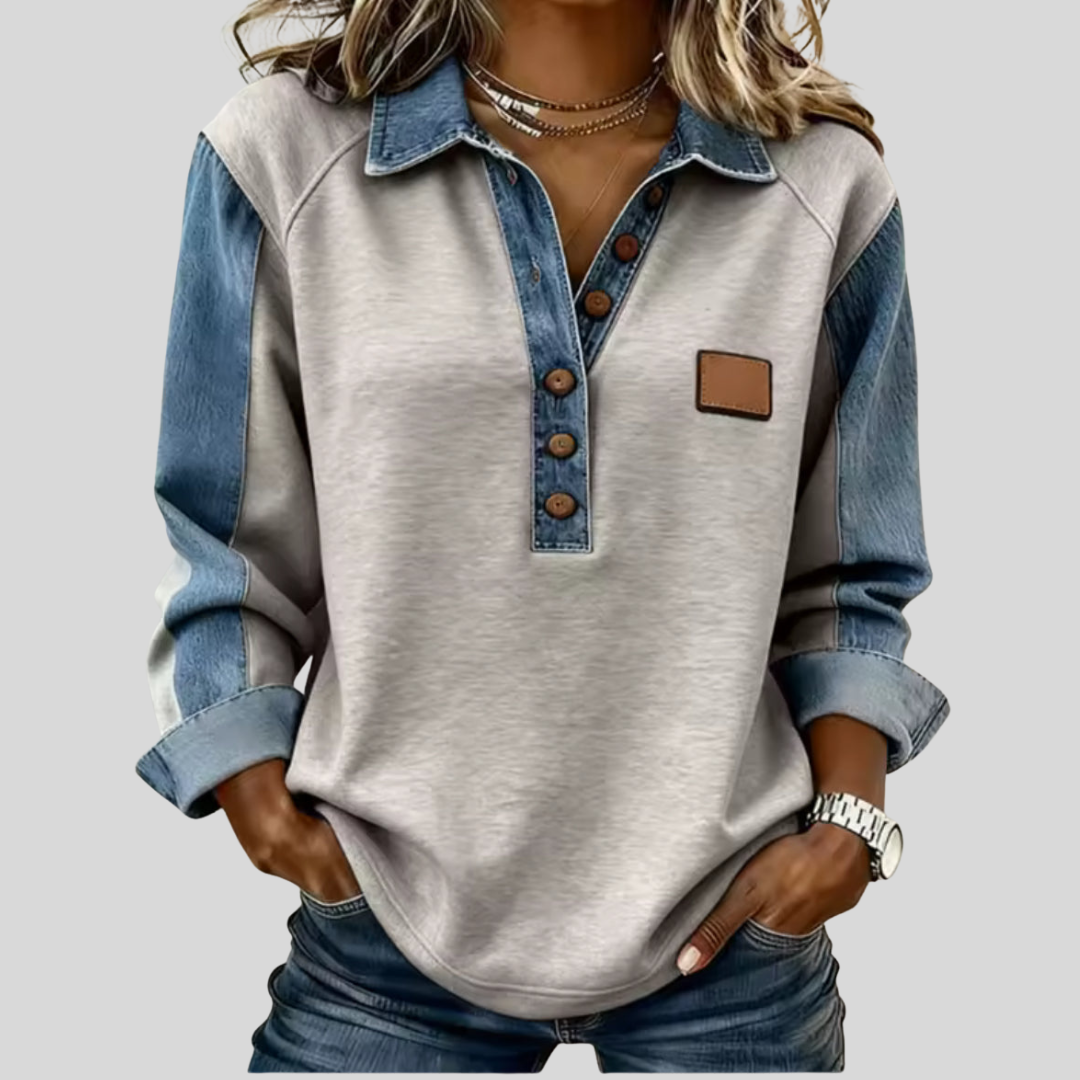 Voxanne™ | Pullover med denimkrave