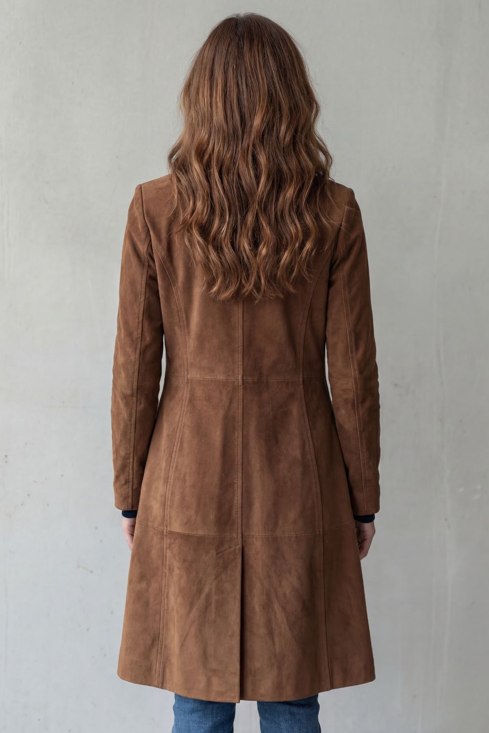 Disa | Lang frakke med vintage-ruskindslook