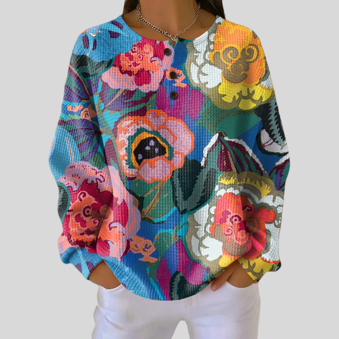 Adorna | Farverig sweatshirt med blomsterprint