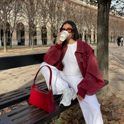 Amanda – Trendy rød læderjakke