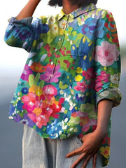 Jasimne | Casual skjorte med smukt vintage blomsterkunstprint