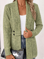 Tessa™ | Salviegrøn ribstrikket cardigan med knapstropper