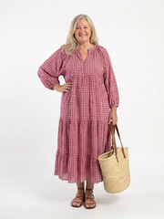 Arlette | Midikjole med geometrisk print og lange ærmer