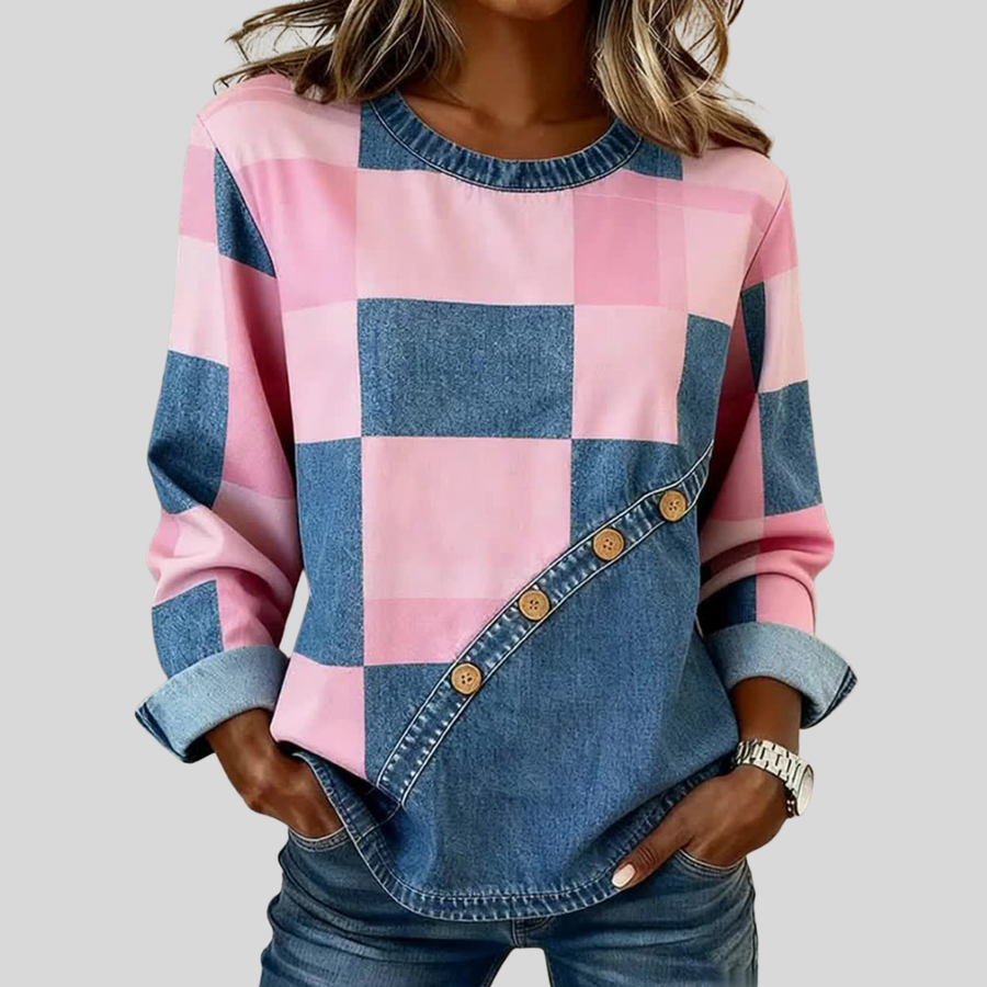 Tindelle™ | Kunstnerisk patchwork-sweatshirt