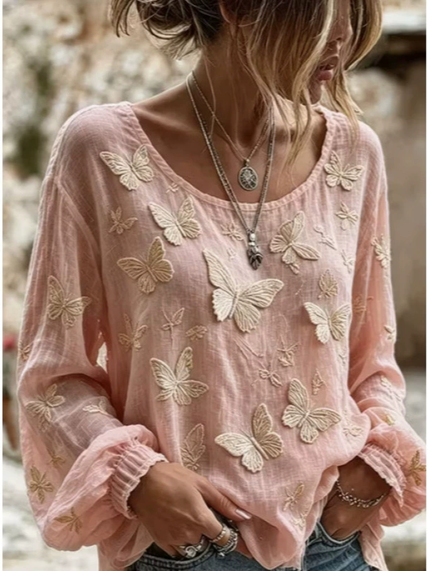 Papillon™ | Bluse med sommerfuglebroderi