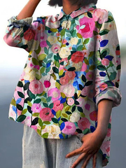 Delia | Casual skjorte med farverigt forårsblomsterprint