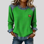 Delancine™ | Vaffelsweatshirt i patchworkdesign