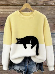 Aileen™ | Elegant oversized sweater med katteprint