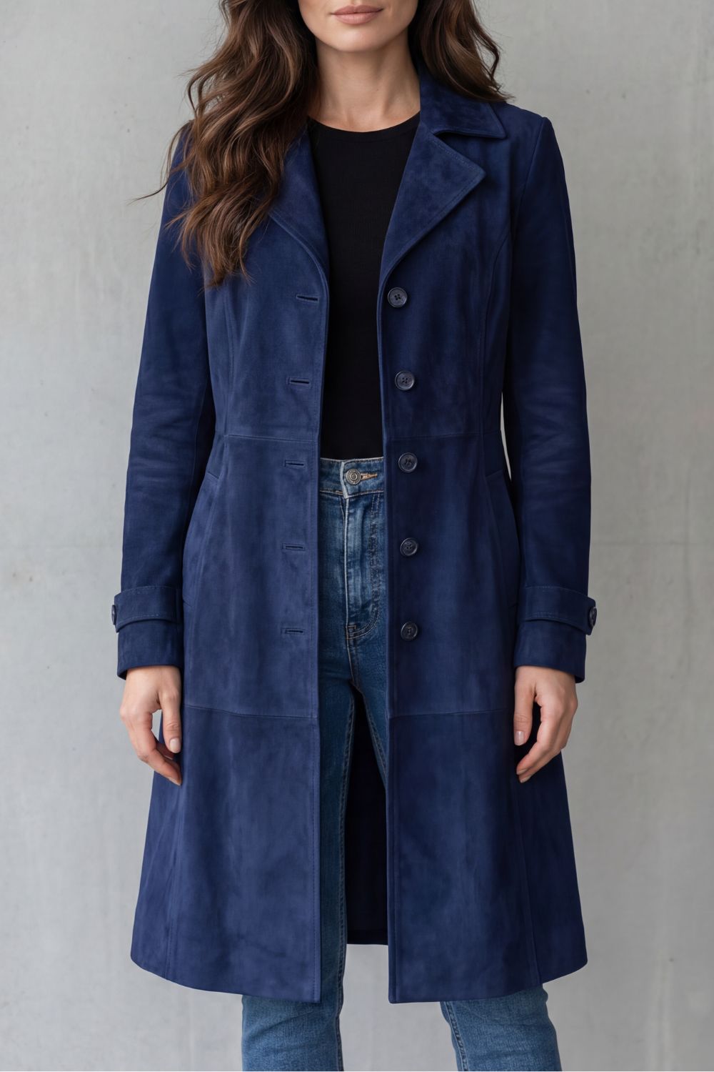 Disa | Lang frakke med vintage-ruskindslook
