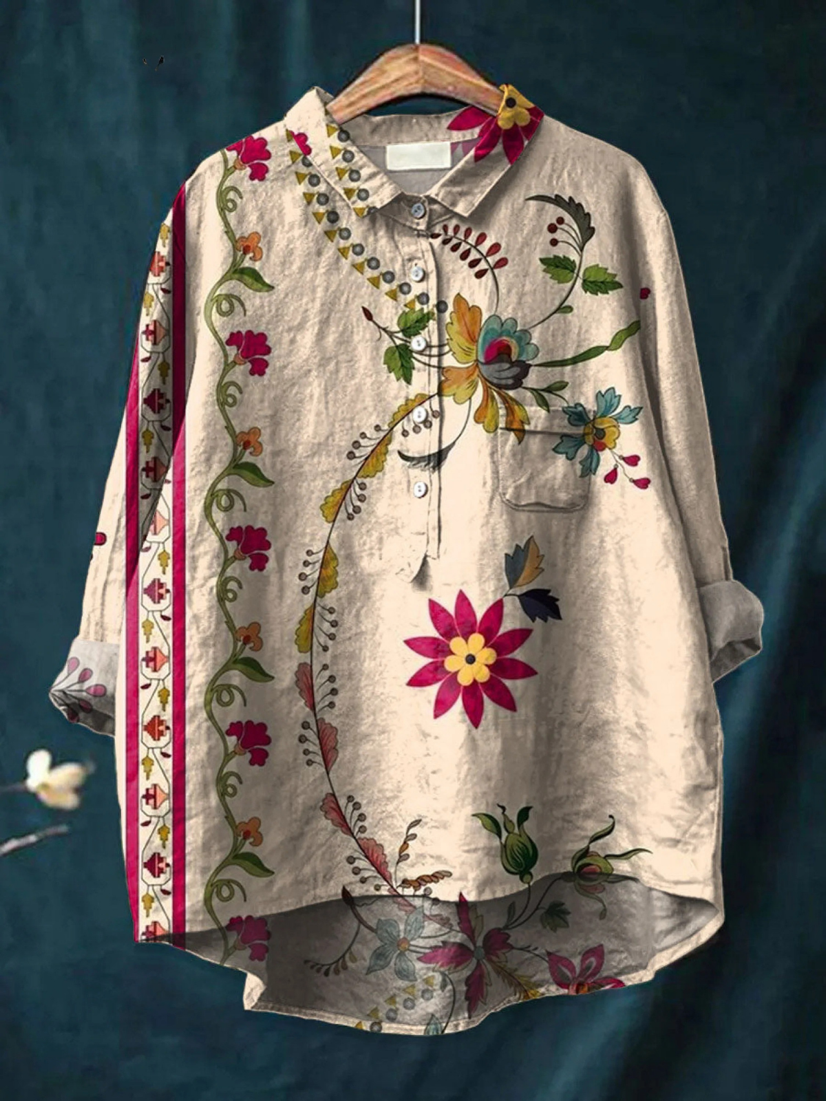 Alisa | Casual skjorte med vintage blomsterkunstprint