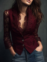 Lora – Elegant blazer-top med transparente ærmer