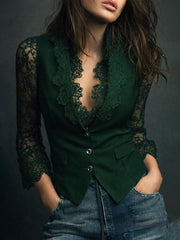 Lora – Elegant blazer-top med transparente ærmer