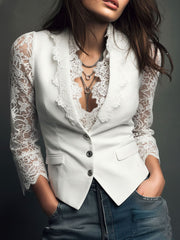 Lora – Elegant blazer-top med transparente ærmer