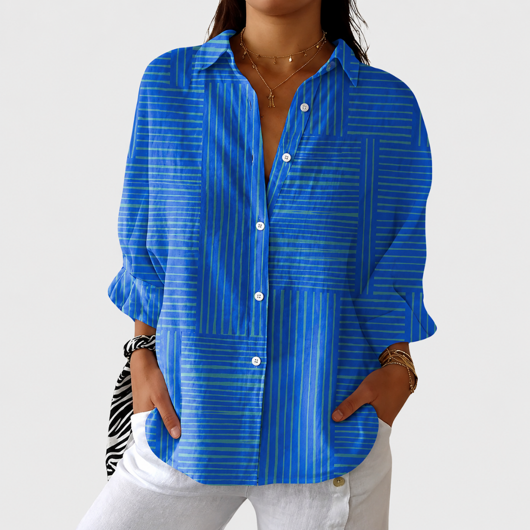 Let og farverig printbluse