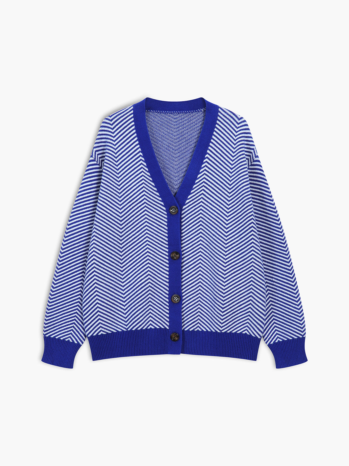 Chevron-cardigan med kontrastknapper