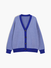 Chevron-cardigan med kontrastknapper