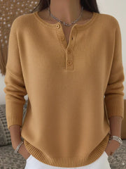 Helena | Striksweater med Henley-knaplukning