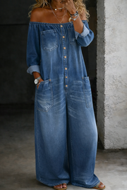 Elena | Skulderfri jumpsuit med lange ærmer