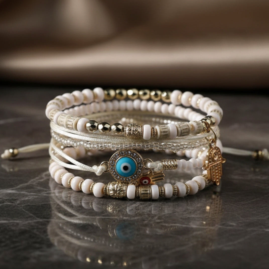 Elegant guldarmbåndssæt med hamsa
