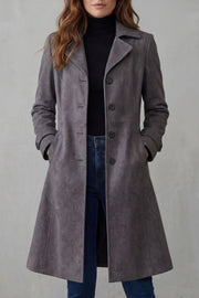 Disa | Lang frakke med vintage-ruskindslook