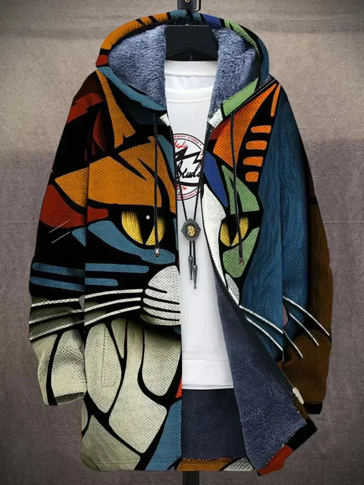 Isabella | Cardigan med hætte og kunstnerisk print