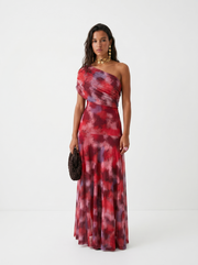 Thea | One-shoulder-maxikjole med print