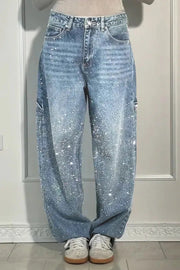 Julia | Moderne balloon carpenter-jeans med glimmerdetaljer