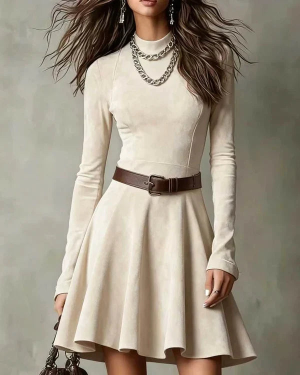Noémie | Vintage-minikjole i mørkebrunt ruskindlook