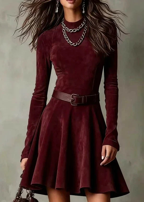 Noémie | Vintage-minikjole i mørkebrunt ruskindlook