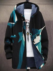 Isabella | Cardigan med hætte og kunstnerisk print