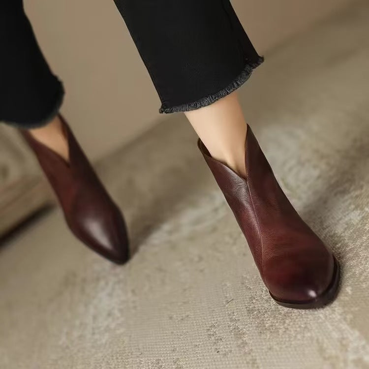Livia | Elegante læderstøvletter med blokhæl