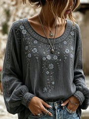 Wilma™ | Blomstret bluse med broderi