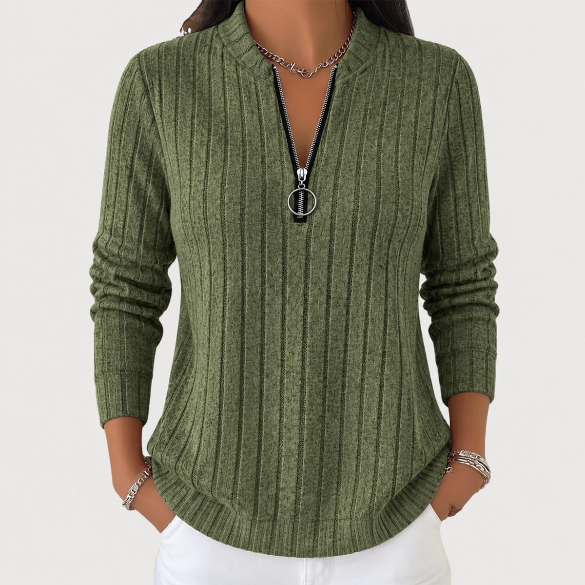 Solveig – Komfortabel sweater med kvartlynlås
