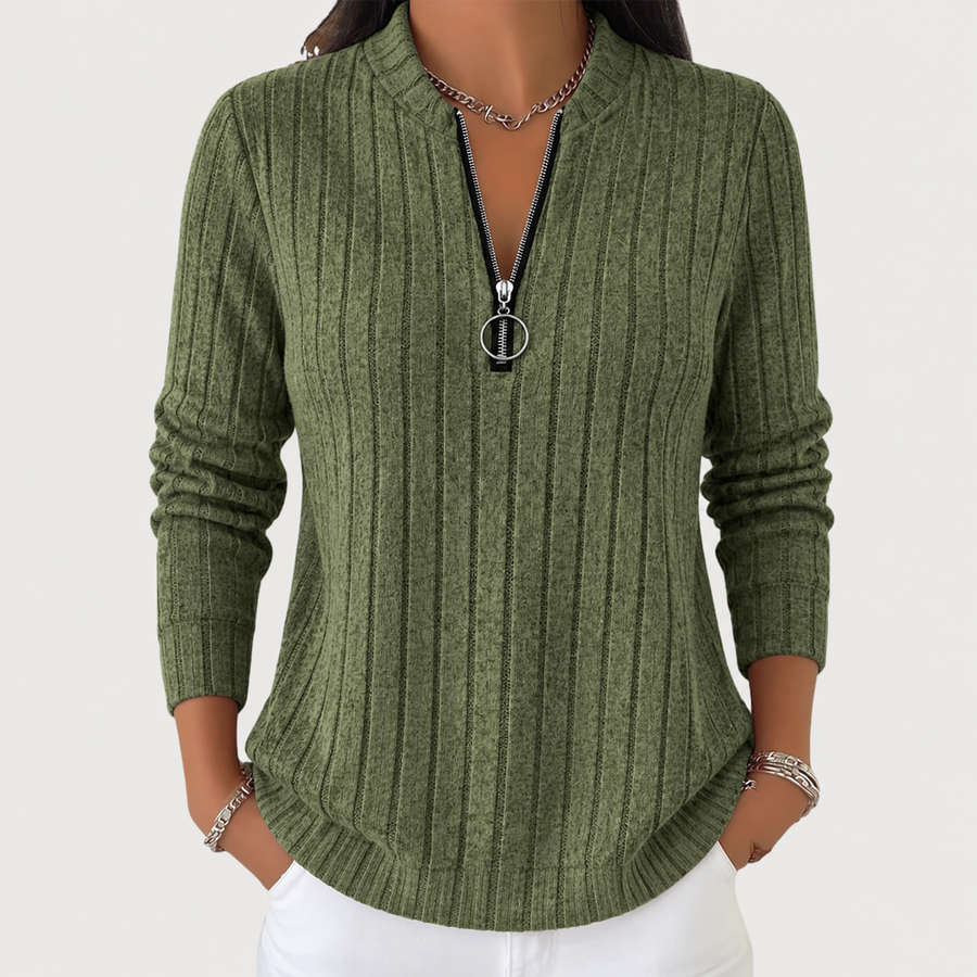 Solveig – Komfortabel sweater med kvartlynlås