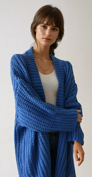 Oversized strikket cardigan med slids