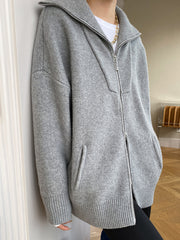 Casual oversized cardigan med åben krave