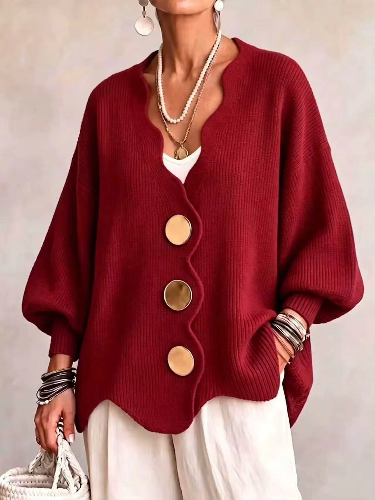 Madison | Løs strikket cardigan med knapper