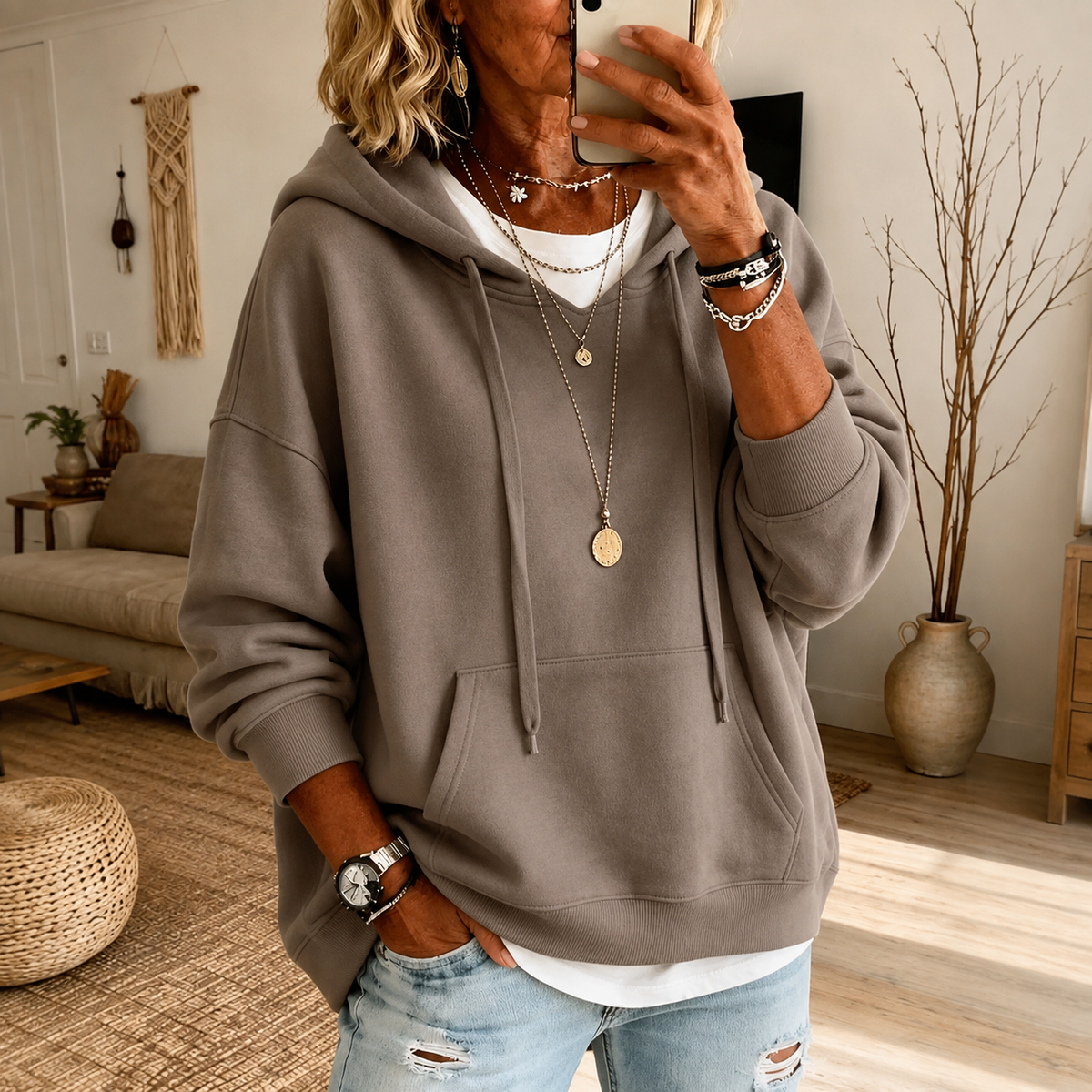 Élodie – Oversize hættetrøje med kængurulomme