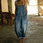 Mae | Vintage denimlook-overalls i blød bomuld med justerbare stropper